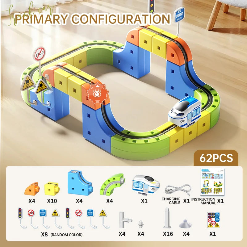 Kids Magnetic Rail Car Cube Toys Educational Toy