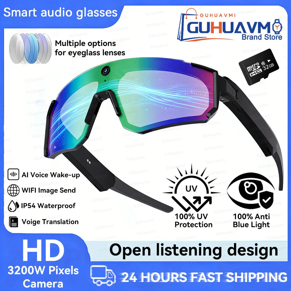 AI Smart Glasses 800W HD Anti-shake Camera Action Capture