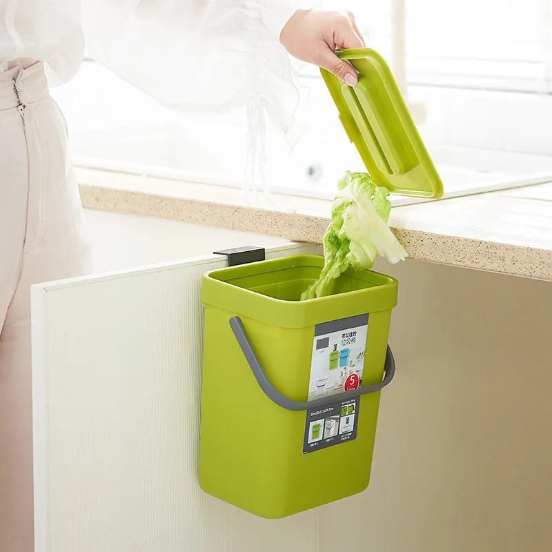Green Trash Can Odorless Food Waste Container Wall Mounted
