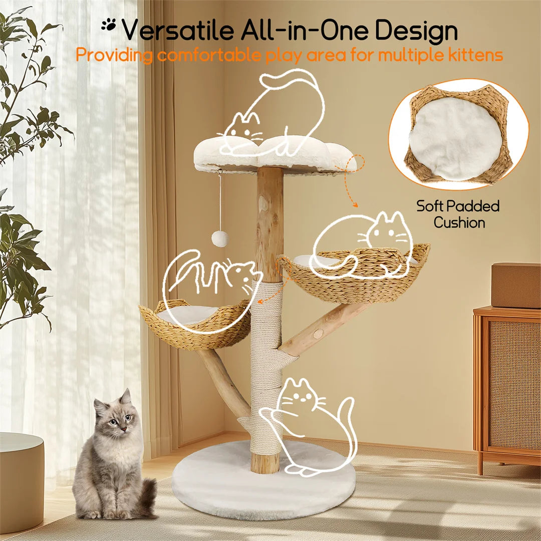 Modern Cat Furniture Climbing Tree Solid Wood