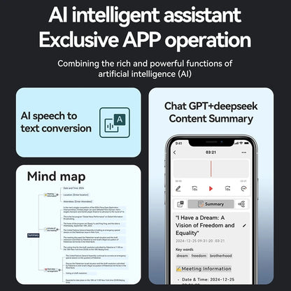 AI Voice Recorder with LED Indicator ChatGPT Smart Transcription