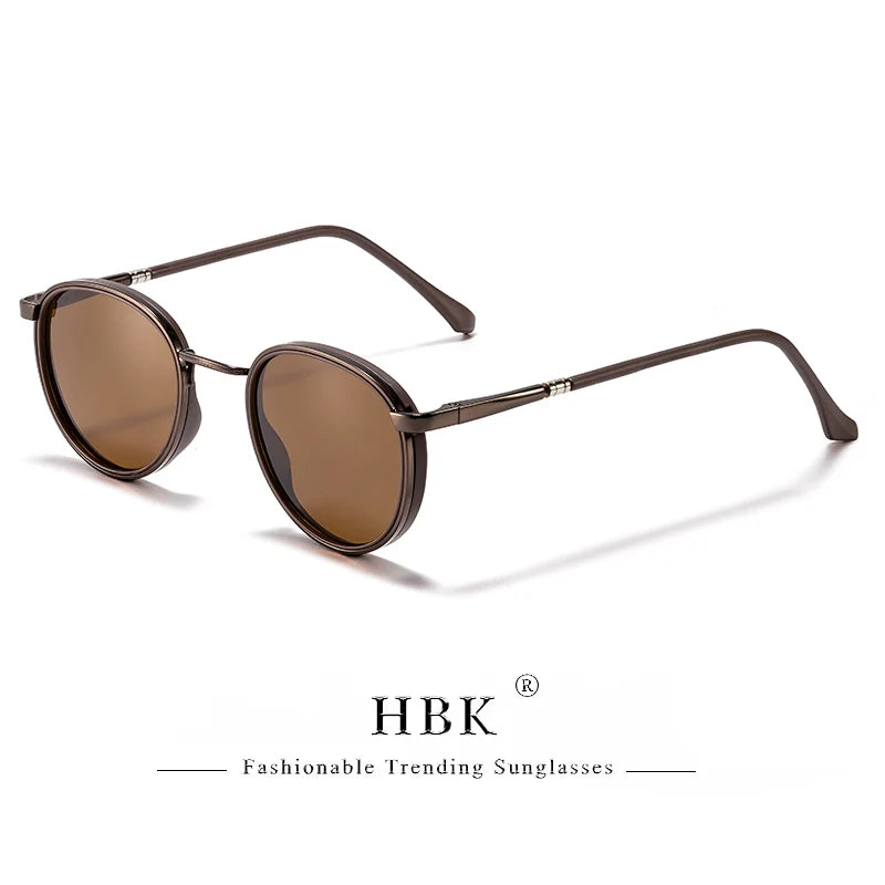 HBK TRetro Punk Men's Polarized Sunglasses Round Design