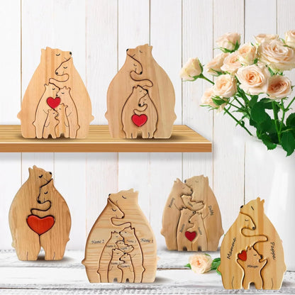 Art Wooden Bear Family Puzzle Personalized Name Custom