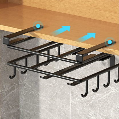 Kitchen Hanging Organizer Rack with Hooks Under Cupboard Paper Towel Rags