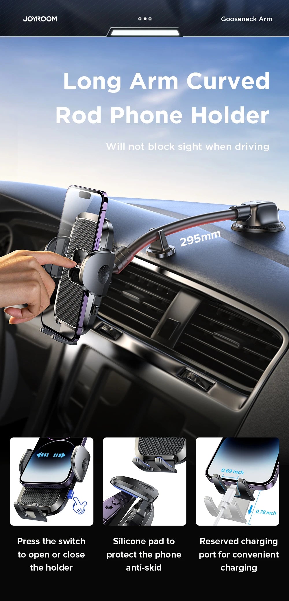 Joyroom Car Phone Holder Mount 360° Widest View Universal
