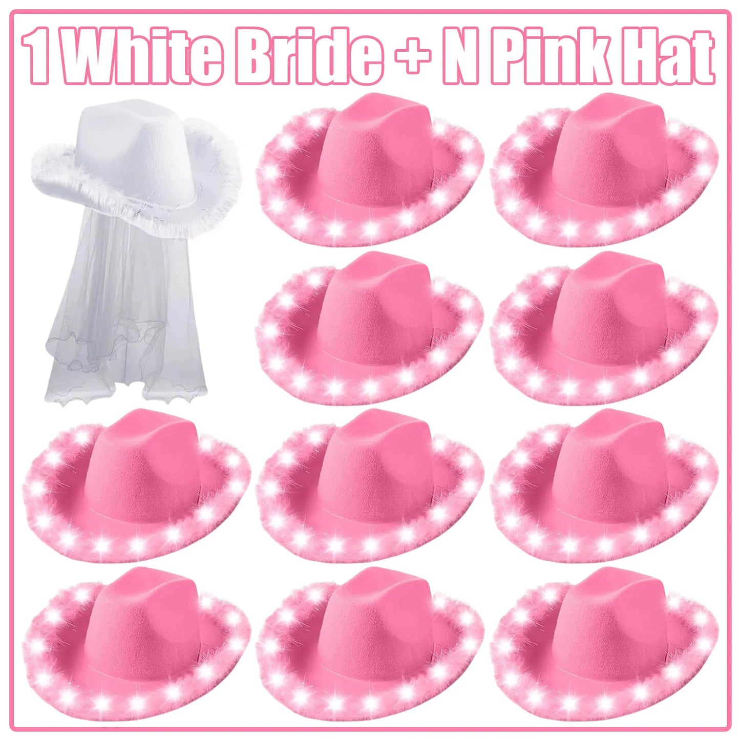LED Cowboy Hats Wedding Hats Bulk Light up Cowboy Hats