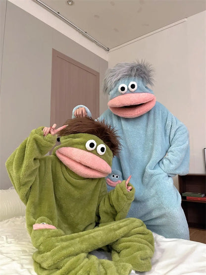 Cartoon Pajamas Autumn Winter Couple Set Wacky Bodysuit
