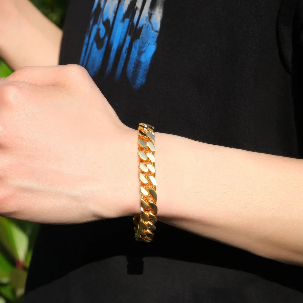 316 Stainless Steel Plated 18k Gold Fashion Hip Hop Bracelet