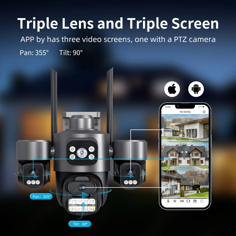 iCsee 3 Lens 3 Screen WiFi Camera 360° Auto Tracking  Surveillance