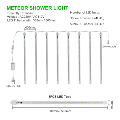 Outdoor LED Meteor Shower Lights Falling Rain Drop