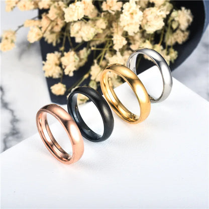 Simple 4mm 6mm Titanium Ring Women Men Prevent Allergy