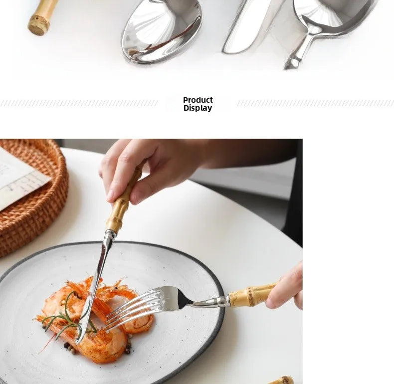 Sle l Wood Handle Dining Utensils Set