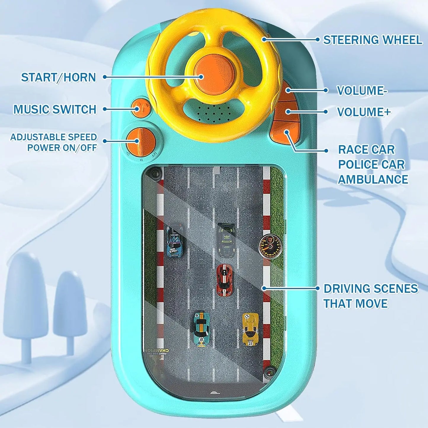 Racing Car Steering Wheel Driving Adventure Game Toy