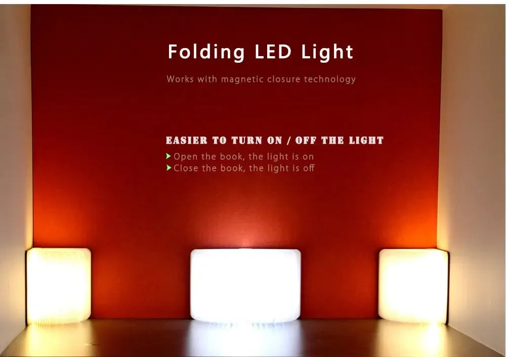 3D Wooden Foldable LED Book Night Light 3 / 5 Lighting Colors