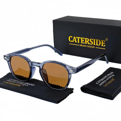 Caterside Polarized Round Sunglasses Men TR Frame