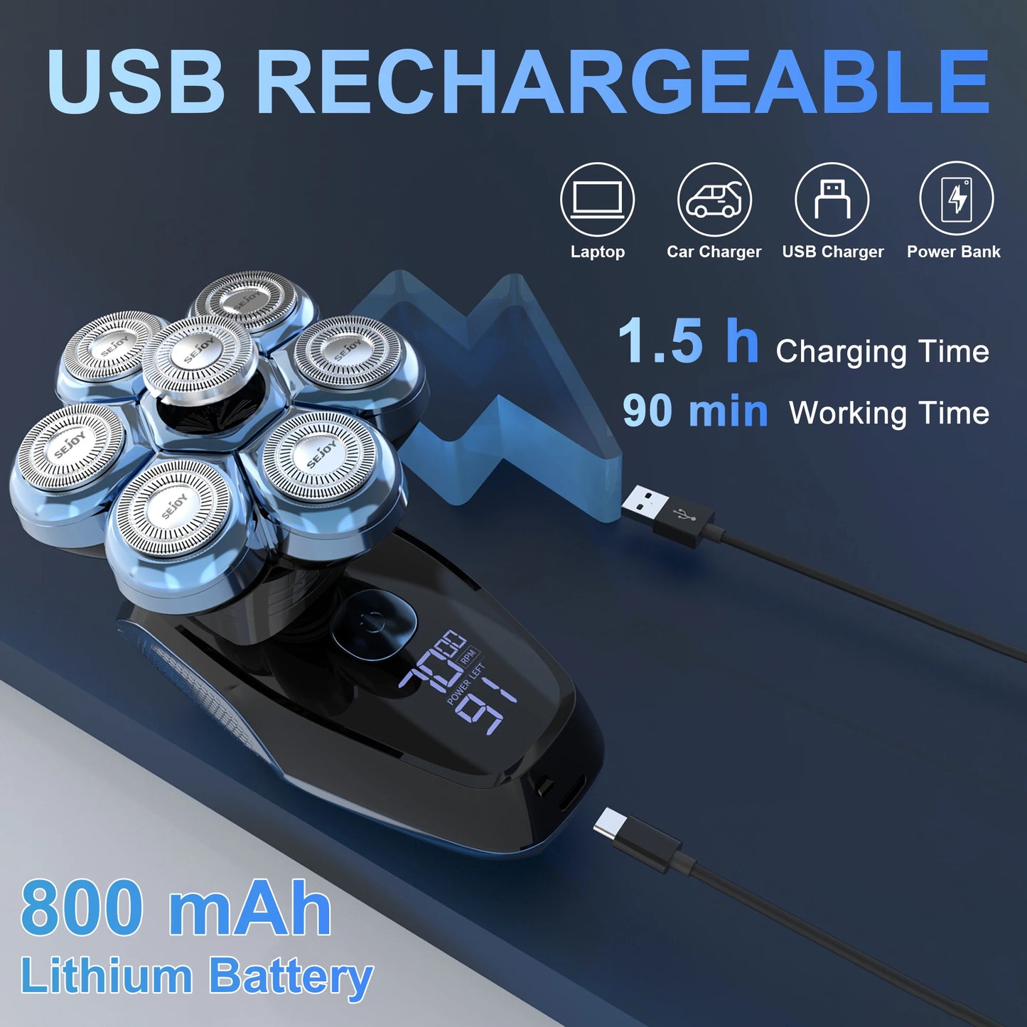6-in-1 7D Head Shavers for Bald Men Electric Razor