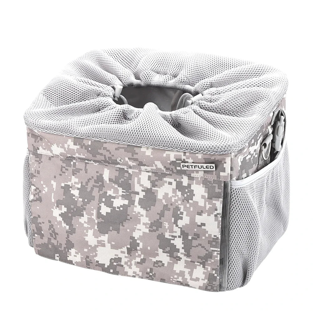 Dog or Cat Bike Basket, Expandable Soft Sided Pet Carrier Backpack with 4 Open Doors