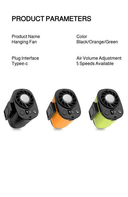 USB Rechargeable Waist-mounted Fan with Strong Light Turbine