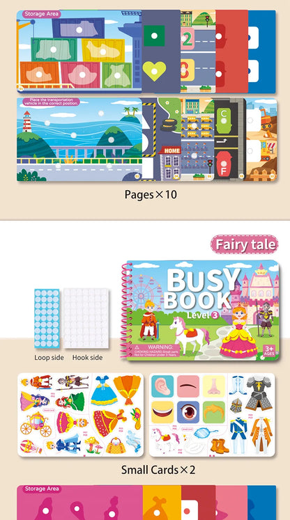 Children Quiet Busy Book 4 Themes Cartoon Travel Sticker