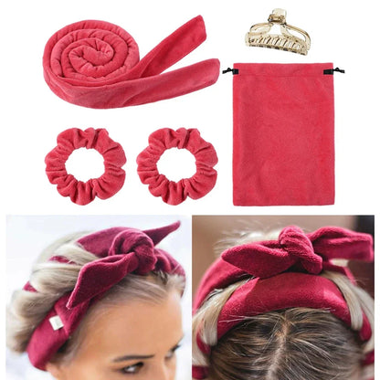Woman Heatless Curling Rod Headband Lazy Hair Curler