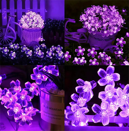 Outdoor Solar Led String Lights Cherry Flowers  Light Strings
