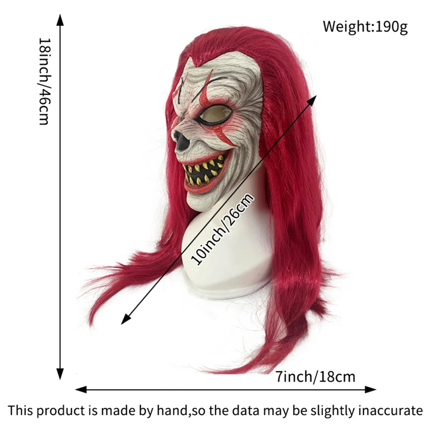 Collector's Grade Hand-Painted Red Haired Clown Mask