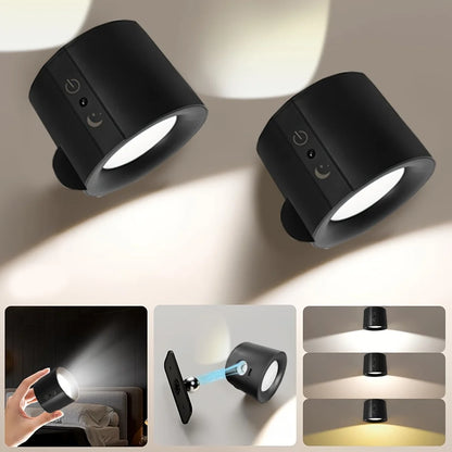 Modern Magnetic LED Wall Lamp Rechargeable 360° Rotation
