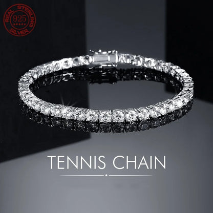 100% Real Moissanite Tennis Bracelet 925 Sterling Silver Plated