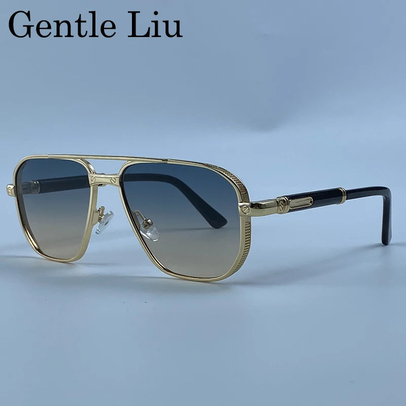 Square Punk Metal Frame Sunglasses Men Luxury Designer