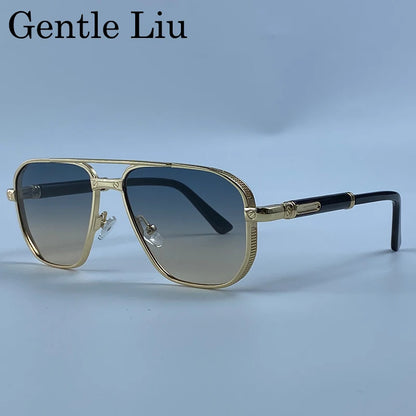 Square Punk Metal Frame Sunglasses Men Luxury Designer