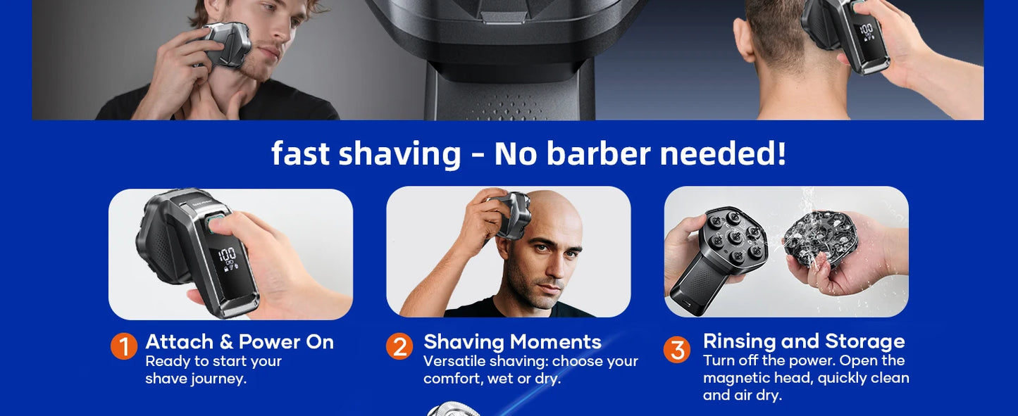 S32 Electric Head Shaver for Men 7D Floating Cutter USB-C Rechargeable