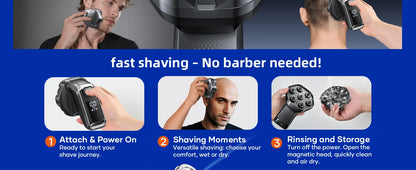 S32 Electric Head Shaver for Men 7D Floating Cutter USB-C Rechargeable