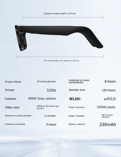 Smart Glasses AR AI Translation 4K Camera Bluetooth Call Touch Control