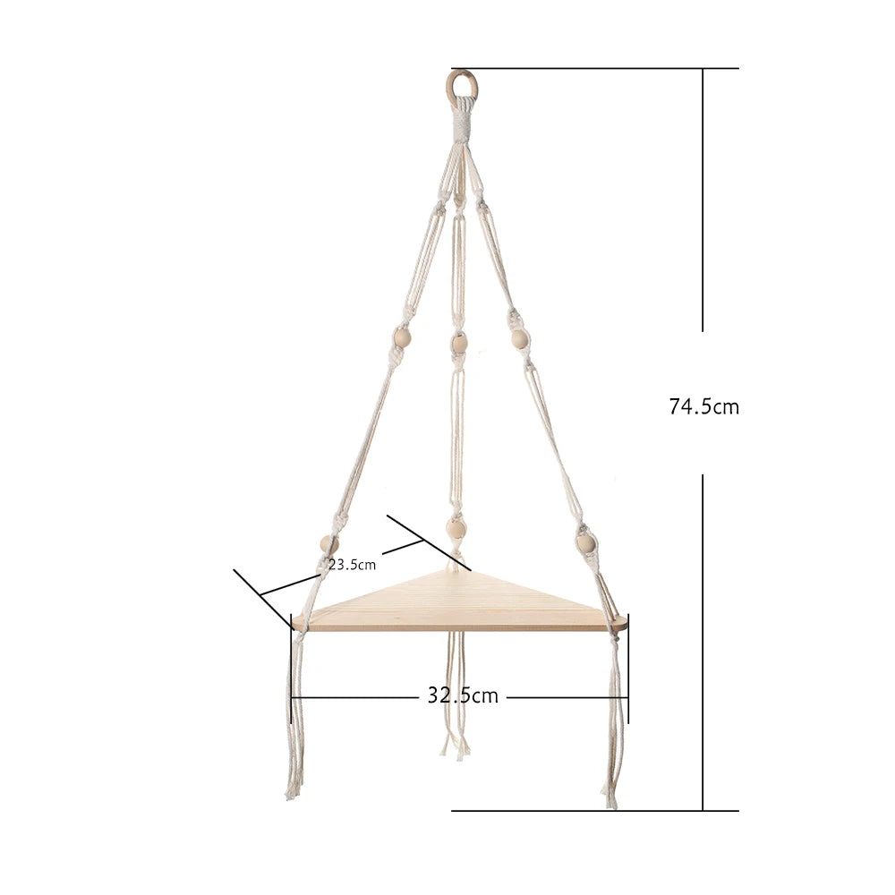Floating Wall Shelf Wood Triangle Corner Display Stand