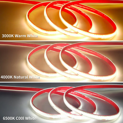 220V COB LED Strip Light 296 LEDs/m High Brightness