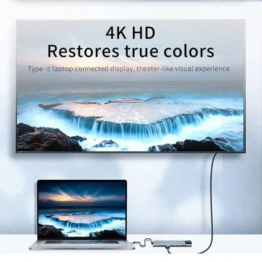USB C Hub 8In1 7in2 7in1 Type C 3.1 To 4K HDMI Adapter