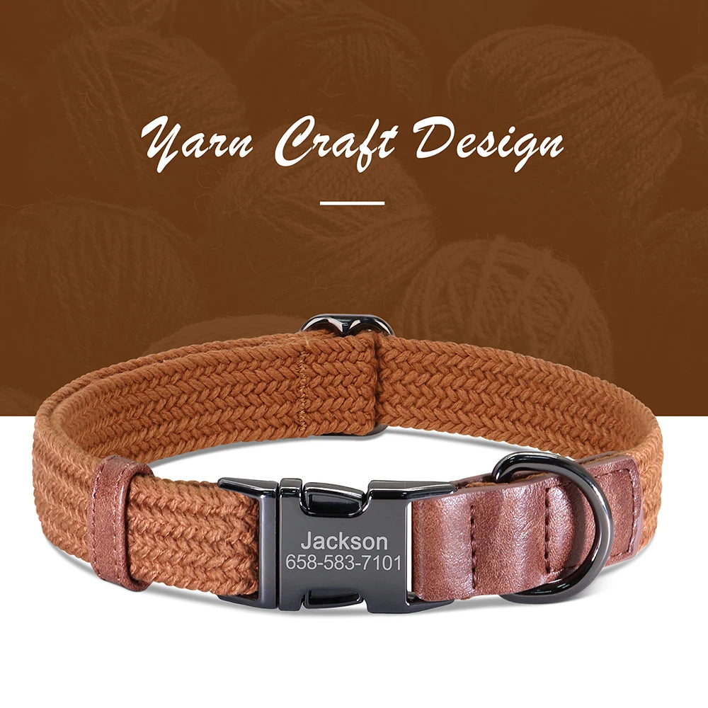 Custom Dog Collar Durable Nylon Free Engraved Pet Name