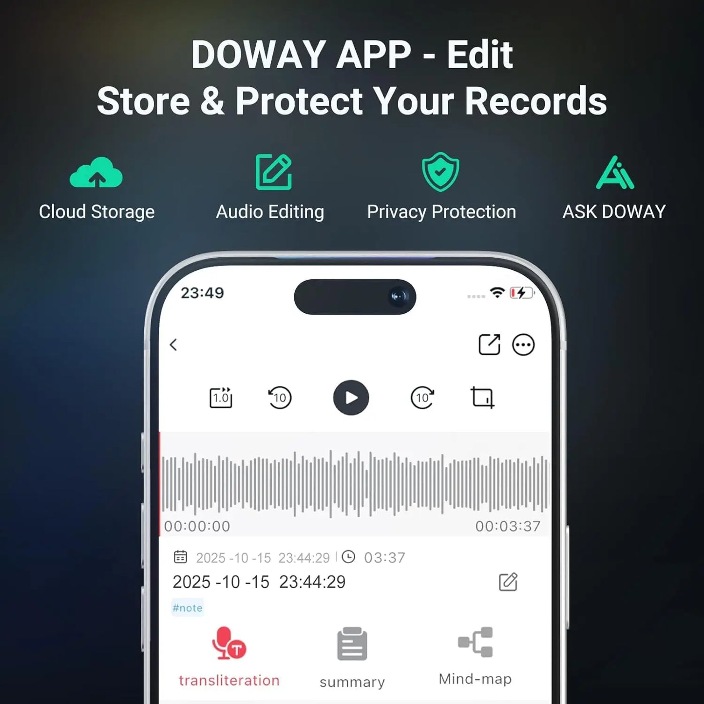 MECHEN 64GB  AI Voice Recorder, AI Notetaking Device