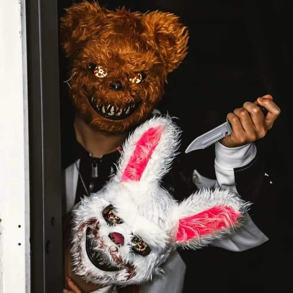 LED Bloody Rabbit Mask Glowing Killer Black Bear Mask Halloween