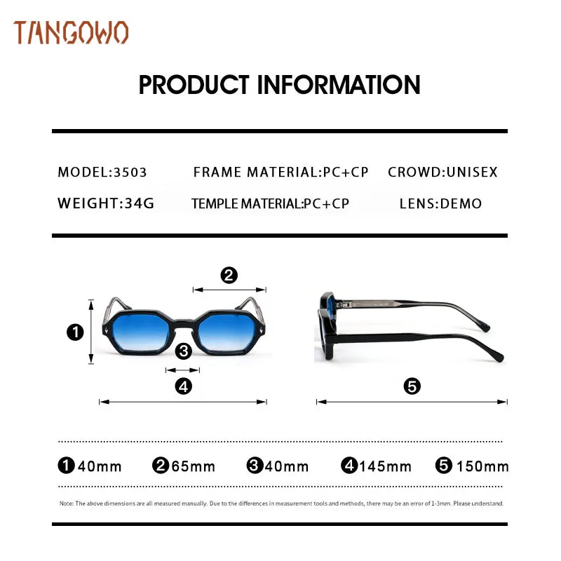 TANGOWO New Fashion Polygon Punk Sunglasses Luxury Brand