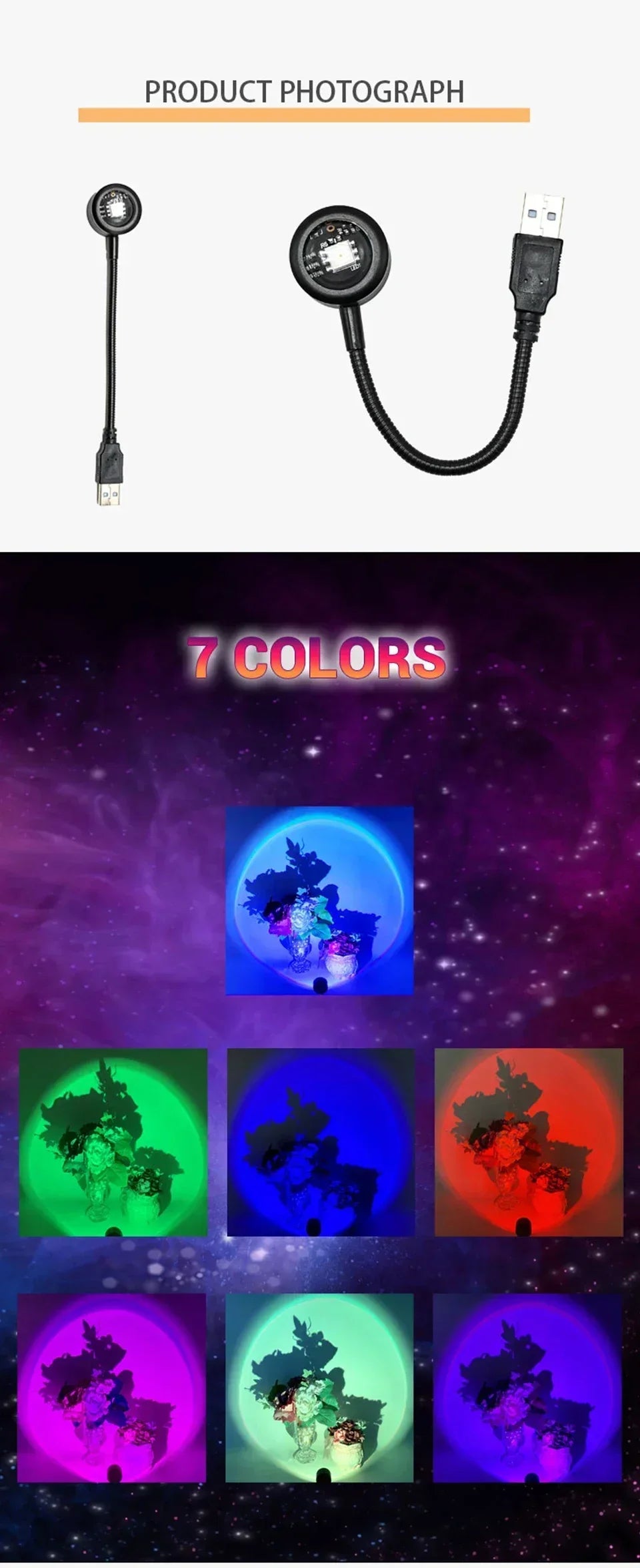 USB Night Light LED Sunset Lamp Projector Photography Wall