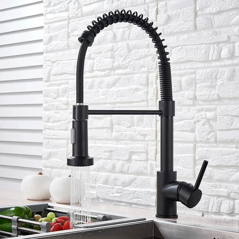 Spring Style Kitchen Faucet Brushed Nickel Faucet Pull Out
