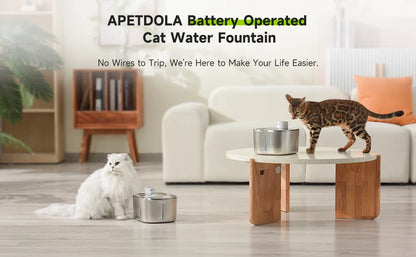 APETDOLA 4L Wireless Cat Water Fountain Auto Sensor Drinking