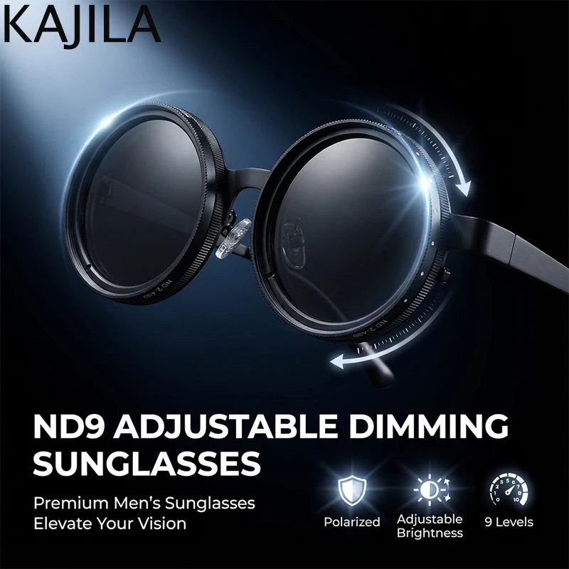Polarized Round Steampunk ND9 Adjustable Dimming Sunglasses
