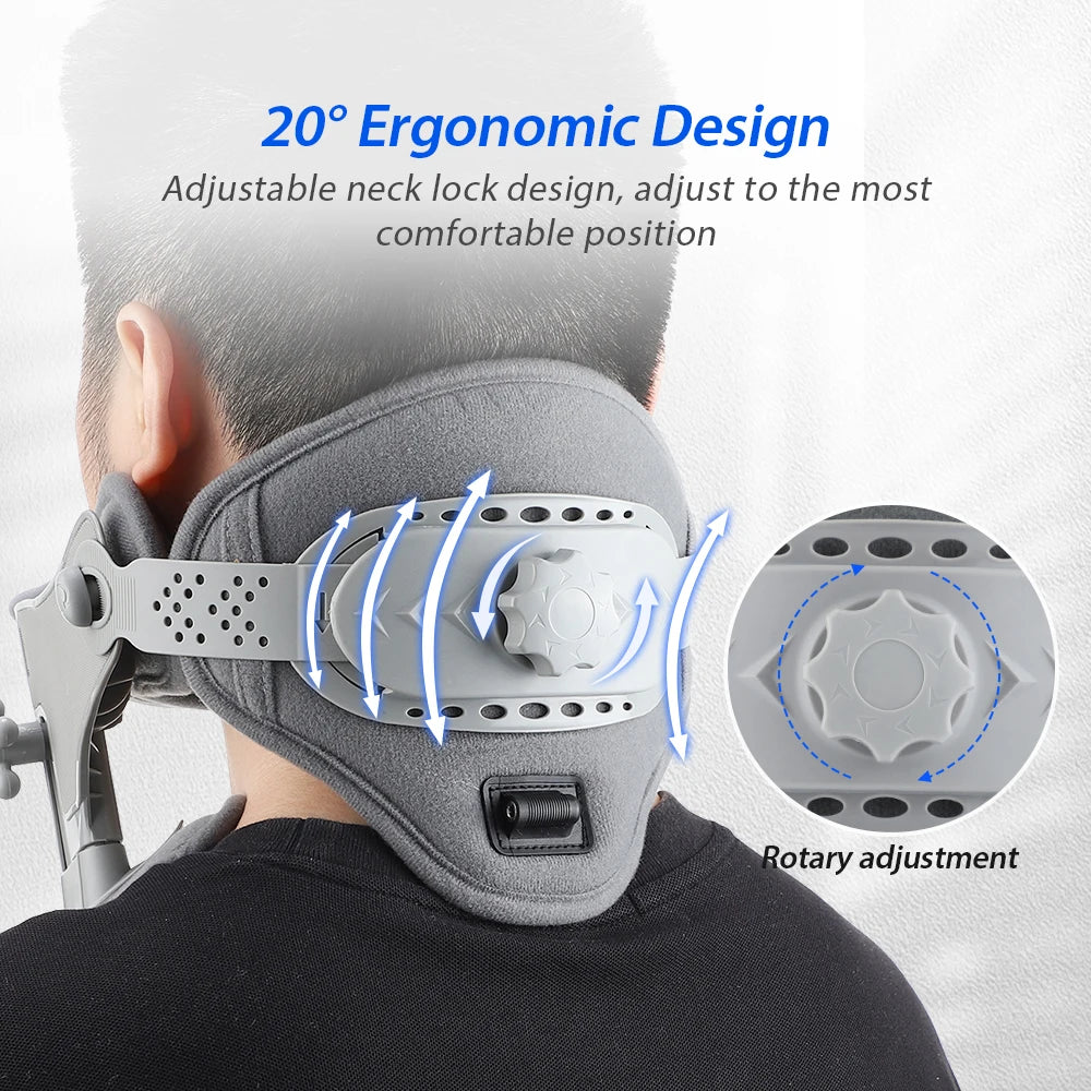 3 in 1 Neck Cervical Traction Electric Heating Spine Stretcher Support Collar Home