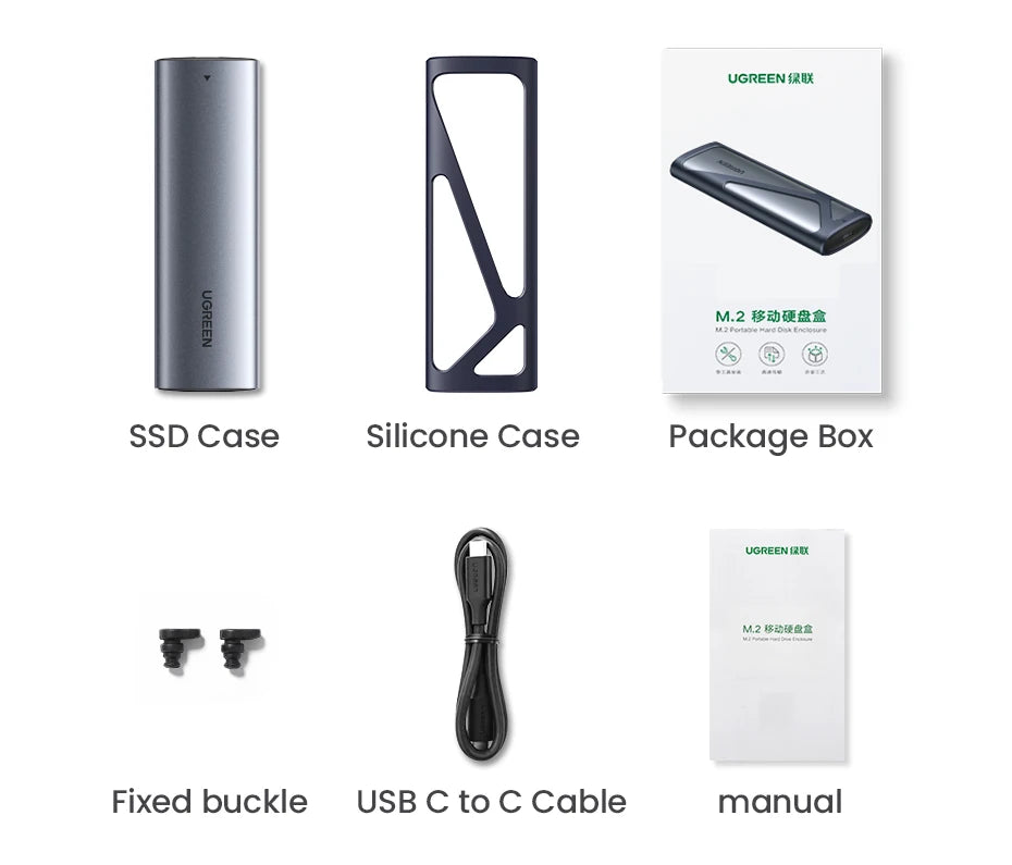 UGREEN M2 SSD Case NVME SATA Dual Protocol M.2 to USB Type C