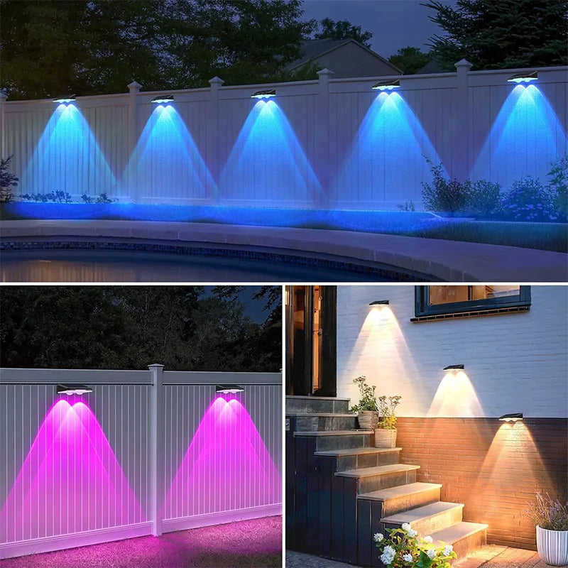 Solar Powered LED Fence Lights Outdoor Waterproof Wall Lamp