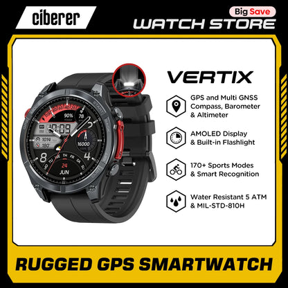 New Ciberer Vertix Stratos 4 GPS Smart Watch 1.43''AMOLED