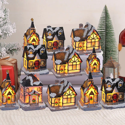Xmas Gifts Mini LED Christmas Village Houses Decoration