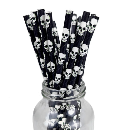 25/50/100pcs Halloween Theme Disposable Paper Straws